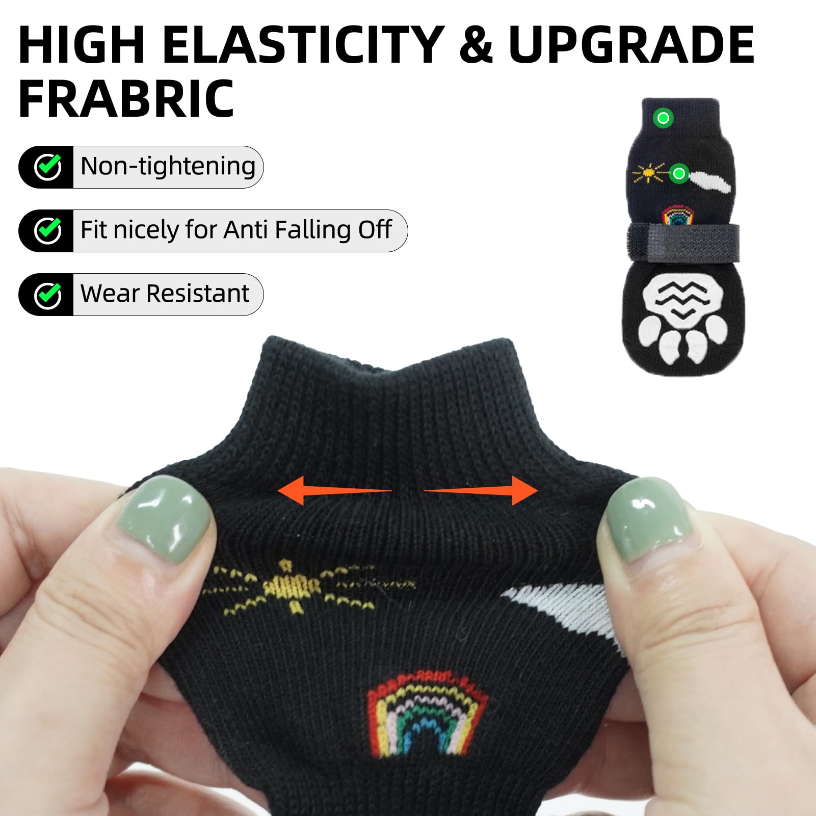 Pupteck 2 Pairs Anti-Slip Dog Grip Socks For Hot/Cold Pavement, Traction Shoes For Senior Dogs Hardwood Floors Control, Boots Wi